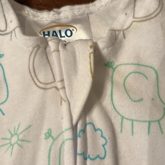 Halo Sleep Sack Swaddle Newborn 6-12 pounds white with blue/green elephants NWT - Picture 4 of 9